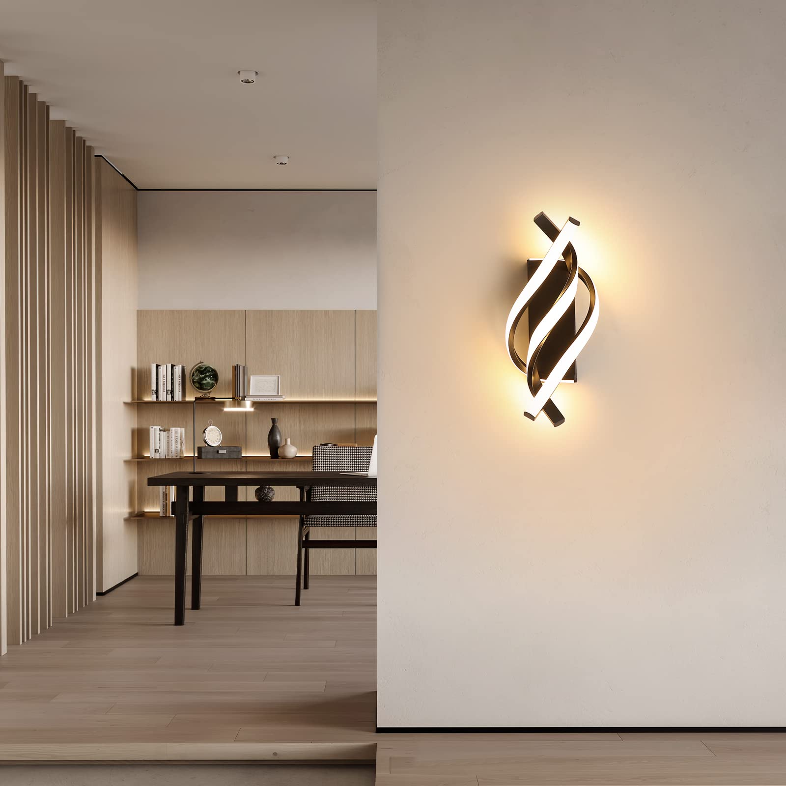 Apliques de pared, Lámpara de pared LED moderna en espiral, Luz de pared LED de aluminio, Luz decorativa interior, Luz cálida 3000K - 7