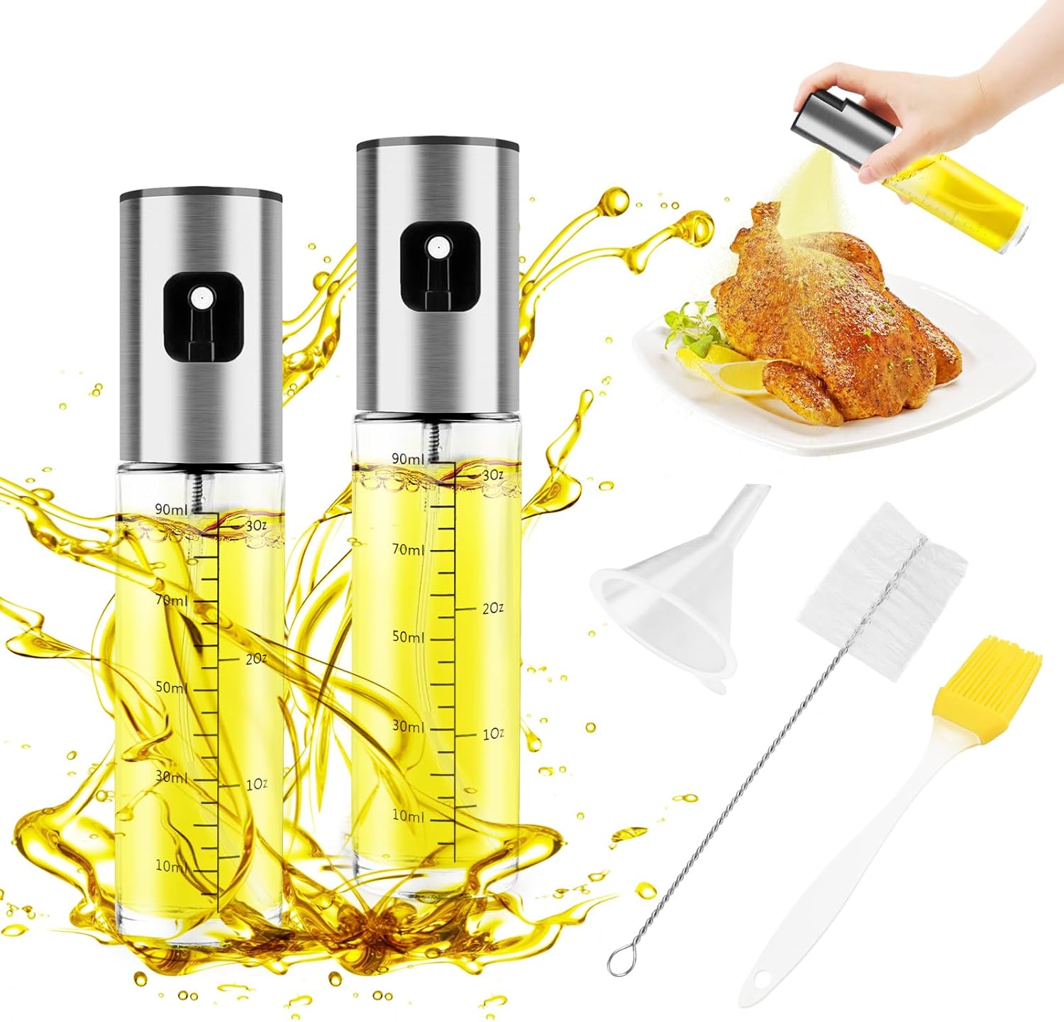 Erogatore E Spruzzatore Per Olio 2 In 1 – Bottiglia In Vetro Da 470 Ml, Anti-perdite, Per Friggere, Insalate E Grigliate (Nero)