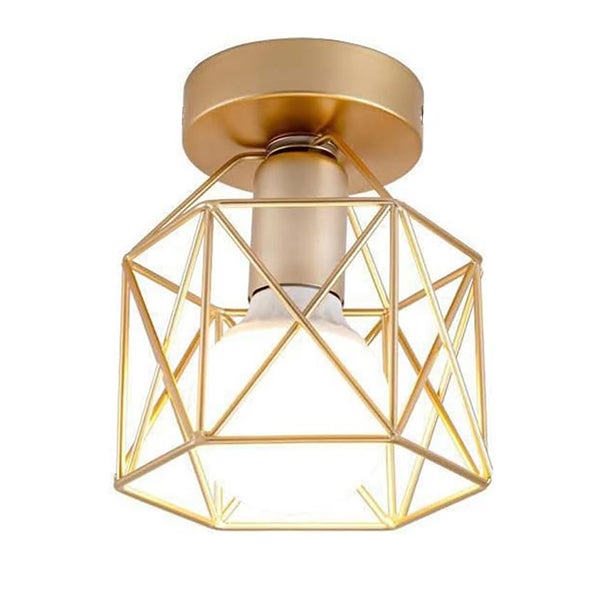 Półokrągła lampa sufitowa i ścienna - Metalowa lampa klatkowa - E27 Vintage - Dla przytulnej atmosfery (Sypialnia/Pokój dzienny/Kuchnia)