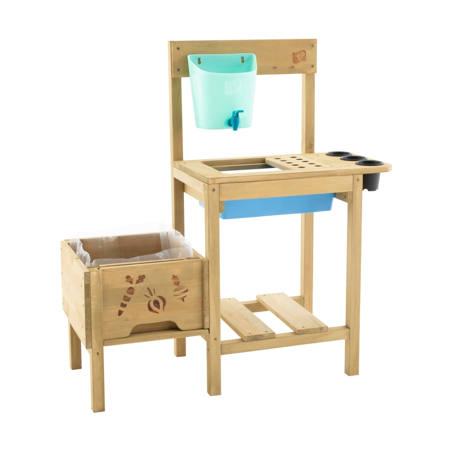 TP Toys Table de jardinage en bois Grow Up | Couloir surélevé &amp; cuisine de boue pour enfants | Nature | 88x83x34 cm