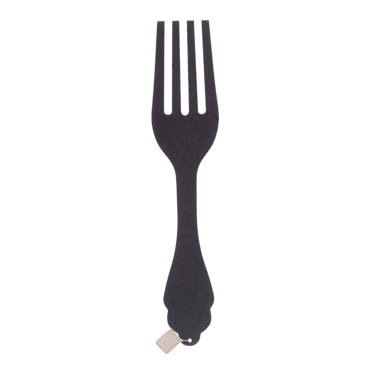 Decoración mural tenedor - madera - negro - 12x77 -5 cm - atmosphera créateur d'intérieur