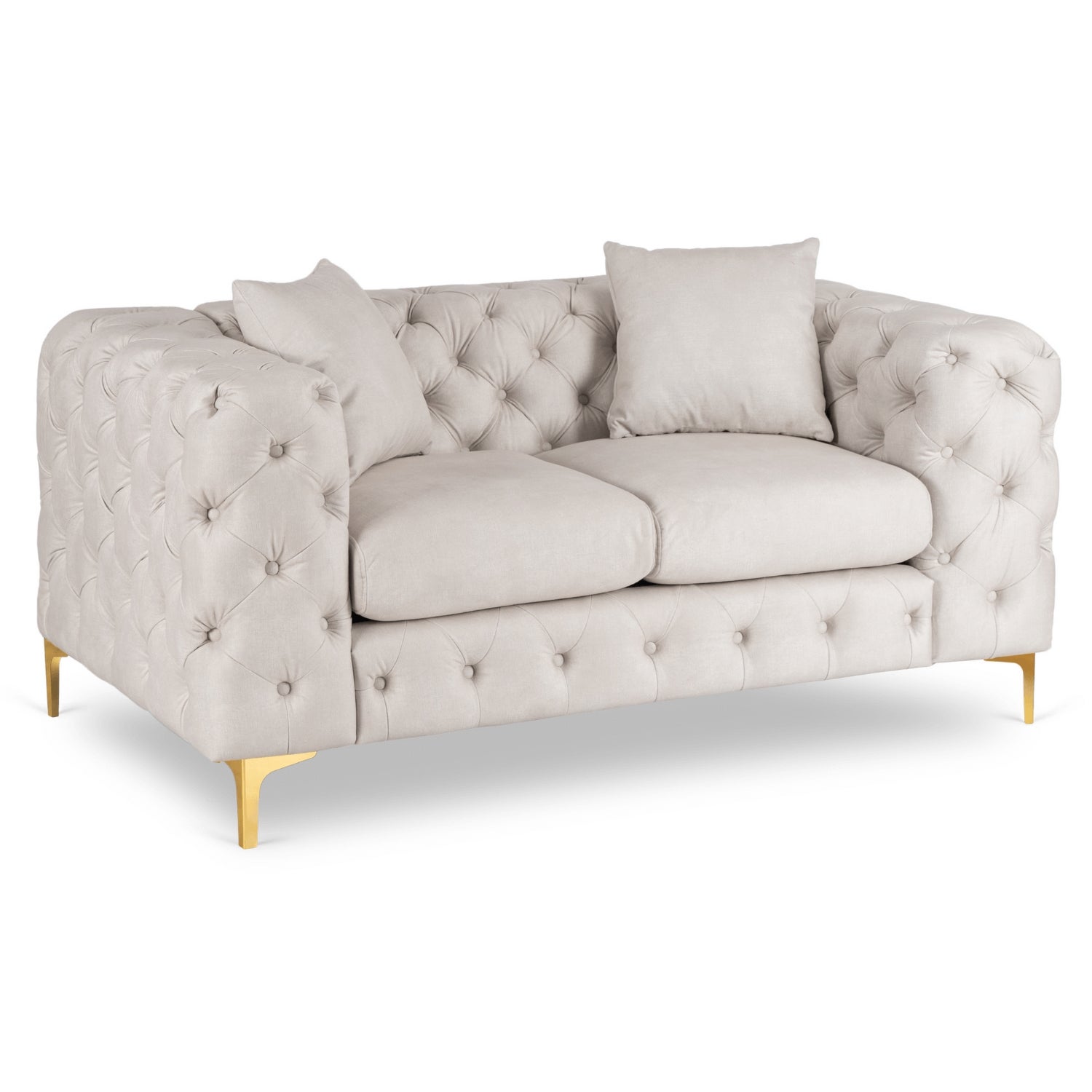 Sofa SORRENTO 2S Dwuosobowa Kremowa Welurowa Nowoczesna Glamour