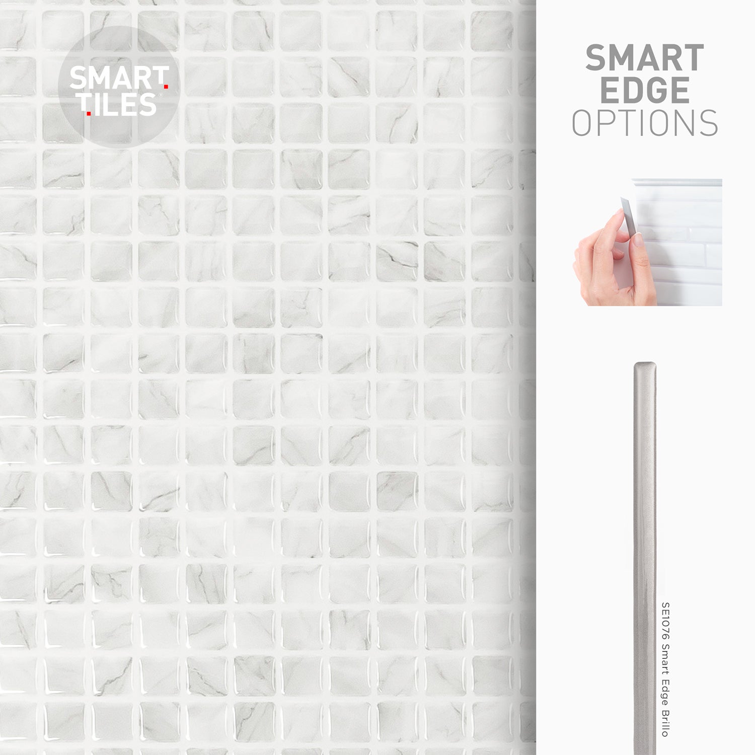 Carrelage adhésif mural XL x2, 57.3 x 29.41cm - Smart Tiles Blok Minimo gris, sticker tuile effet marbre - Salle de bain, cuisine - 5