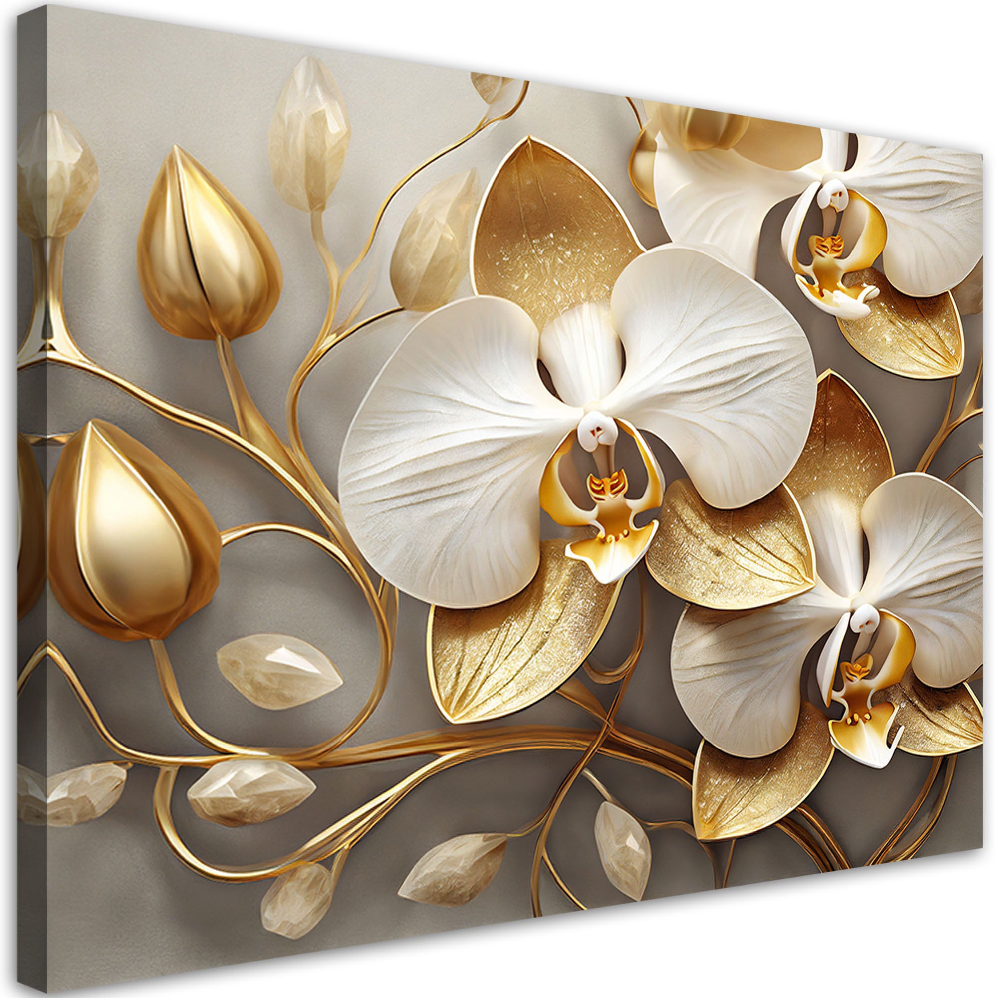 Obraz, Orchidea glamour złoty 100x70