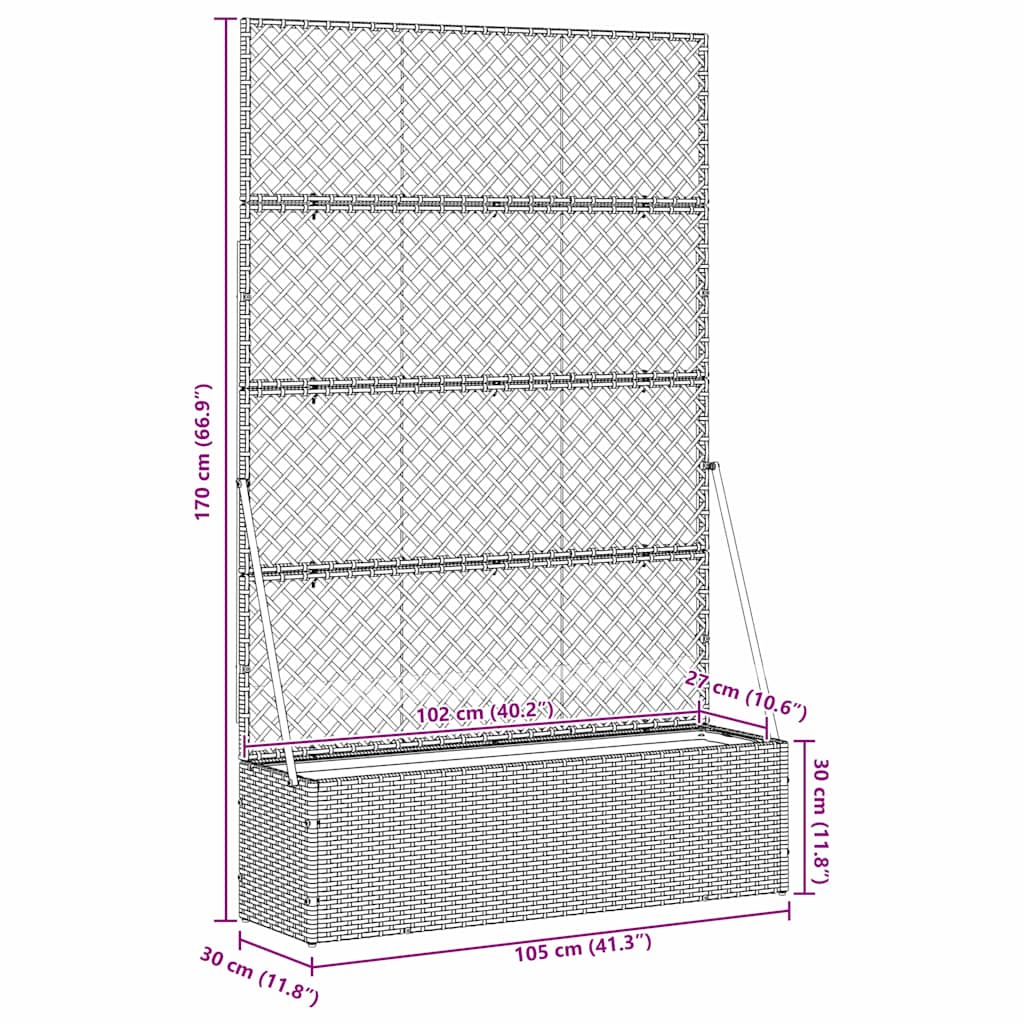 Cache-pot de jardin Noir 105 x 30 x 170 cm Métal vidaXL - 9
