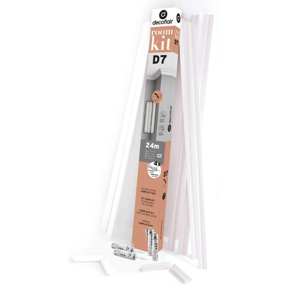 D7-roomkit decoflair moldura de techo de poliestireno 45 x 40 x 2000 | 1 pieza