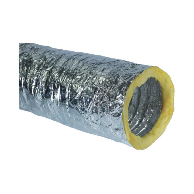Gaine flexible aluminium isolé phonique M0/M1 laine de verre ép.25 mm 10 mètres - Diamètre (mm): 80