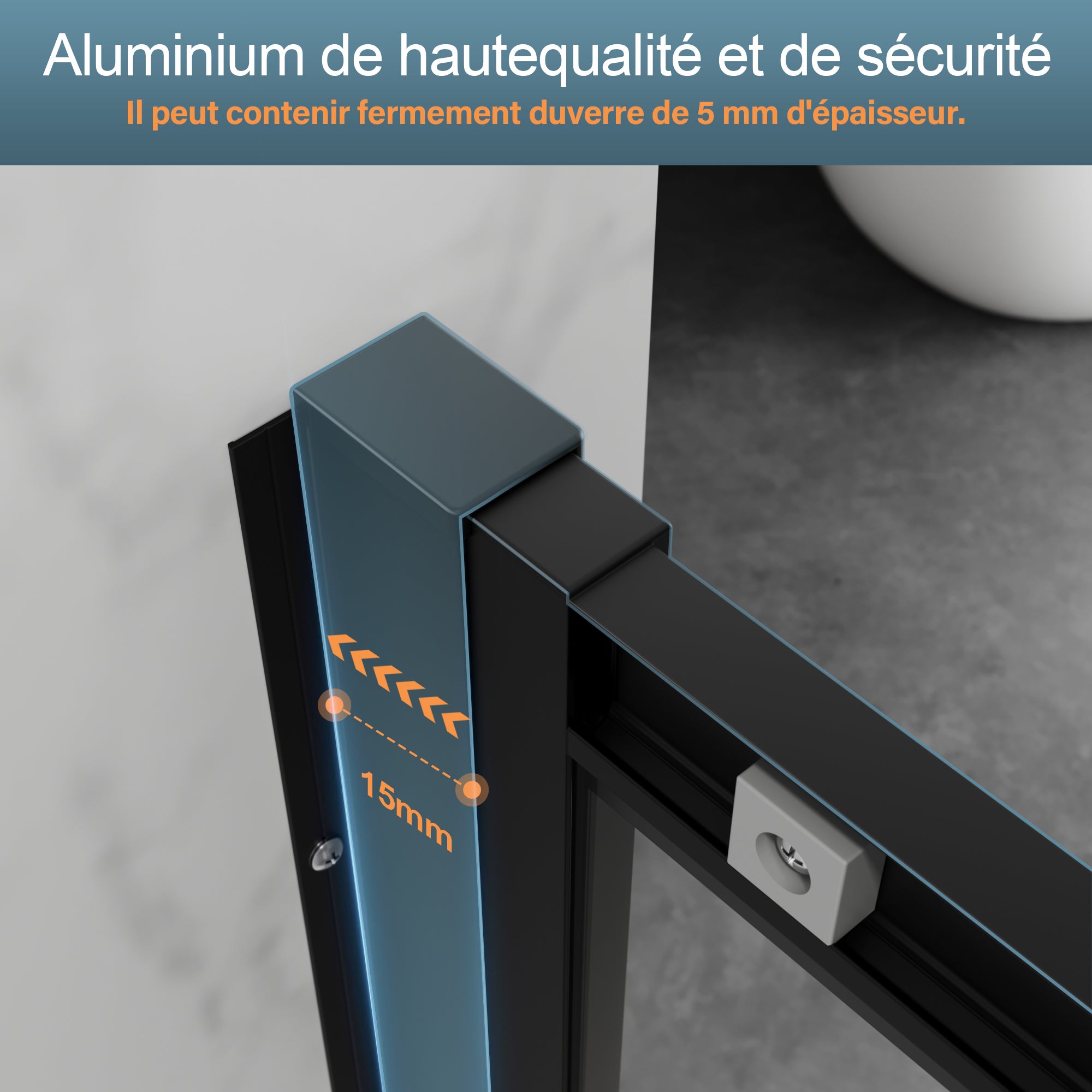 SIRHONA Cabine de douche avec Coulissante à Double Ouverture - Verre Trempé de 5mm - Noir 76x76x195cm - 5