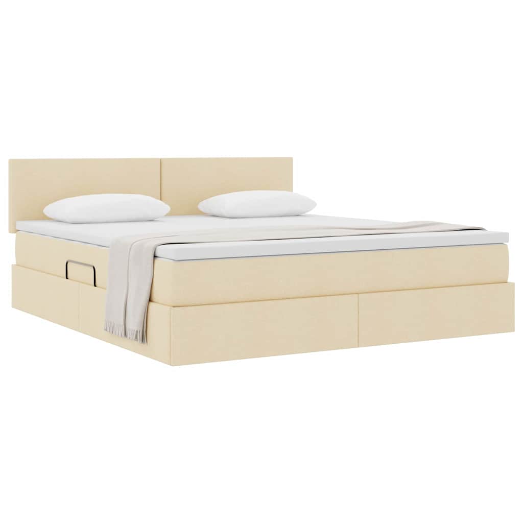 Lit avec rangement et matelas crème 160 x 200 cm velours - 3