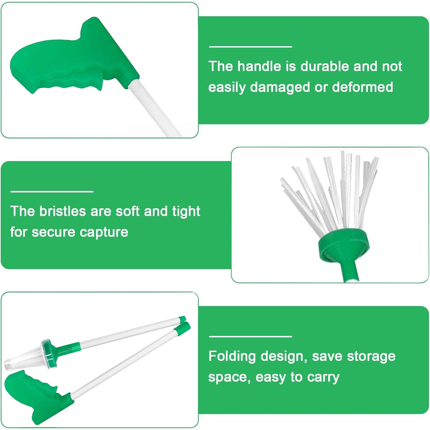 Attrape-araignées portatif, attrape-araignées à long manche, adapté pour une capture en toute sécurité, vert - 3