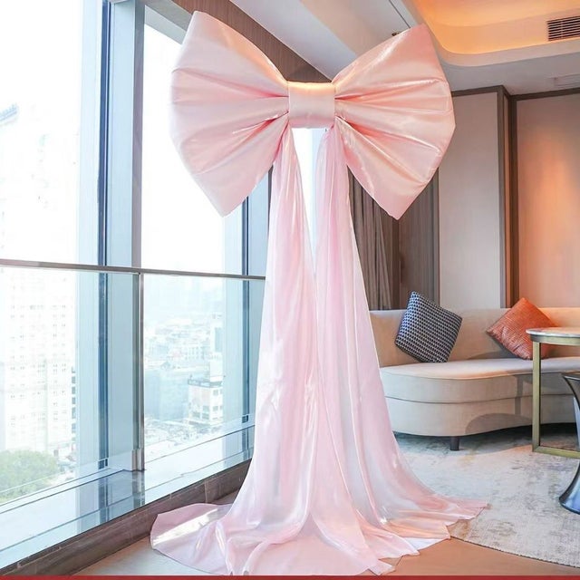 Grand nœud décoratif,décoration de Noël,décoration de fond de mariage,décoration de fond,nœud en tissu épais de 80 x 60 cm (avec traîne de 4 mètres)