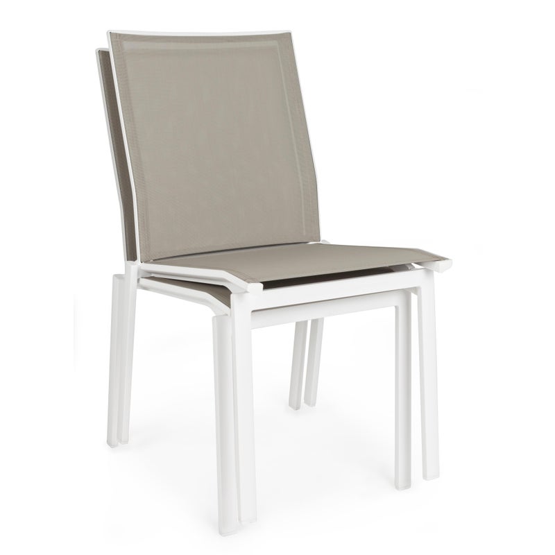 Fotel wycieczkowy biały gołębi szary 2 szt. aluminiowy tekstylny do ogrodu zewnętrznego