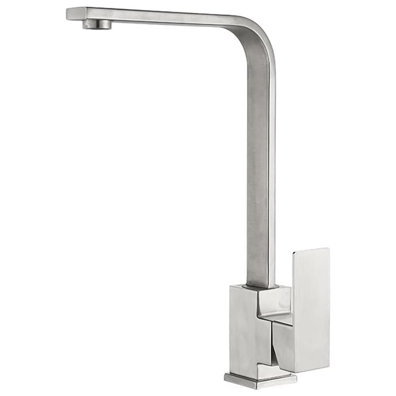 Kwadratowy kran kuchenny z wysoką wylewką - Bateria zlewozmywakowa (szczotkowana)