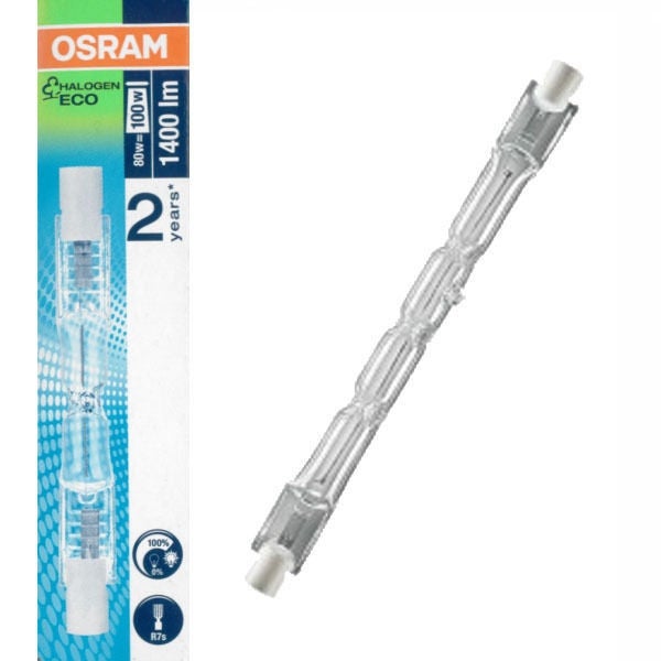 ampoule halogène osram haloline eco r7s - 80w - 2950k - 230v - t12 - 5