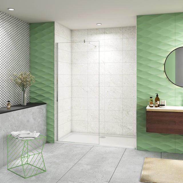 120x200 cm Box Doccia Walk In Parete Fissa in Vetro Temperato da 10 mm Trasparente Anticalcare con Barra Stabilizzatrice 70-120 cm Cromo Lucido