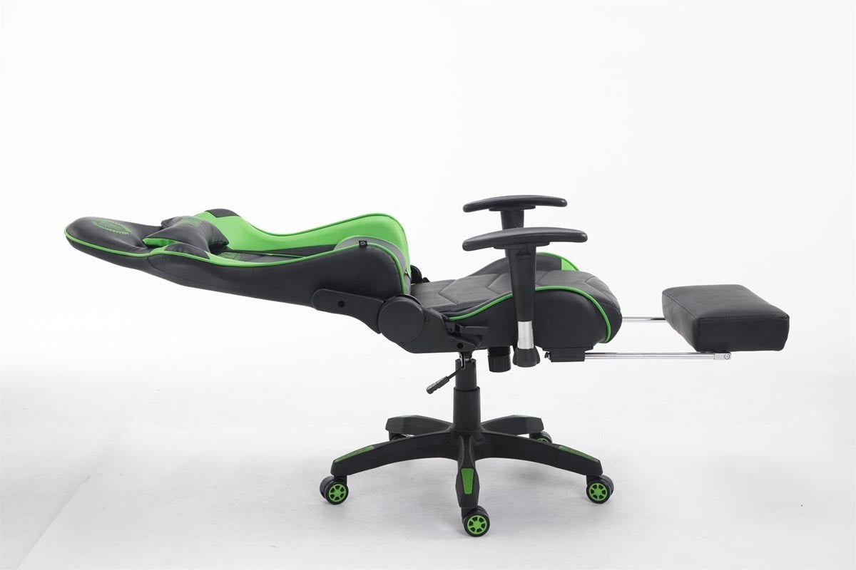 Fauteuil de bureau ergonomique dossier réglable avec repose-pieds synthétique noir/vert BUR10134 - 2