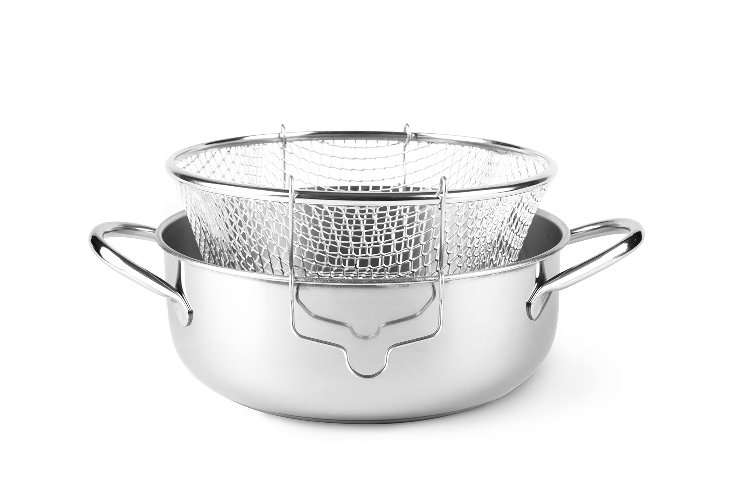 Pentola Per Frittura In Acciaio Inox 304 - Friggitrice Tempura Con Termometro E Coperchio Antigoccia - Foto 5