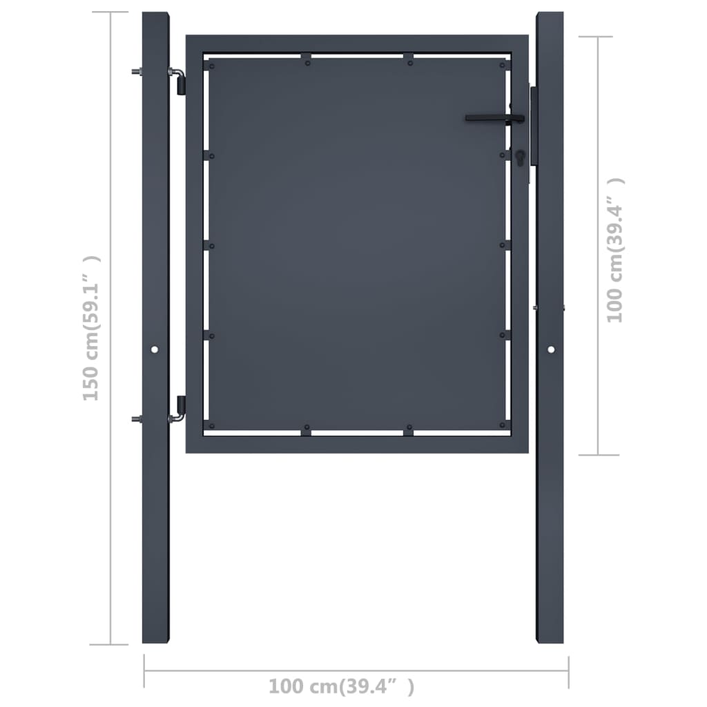 Portail de jardin Acier 100x100 Anthracite - 4