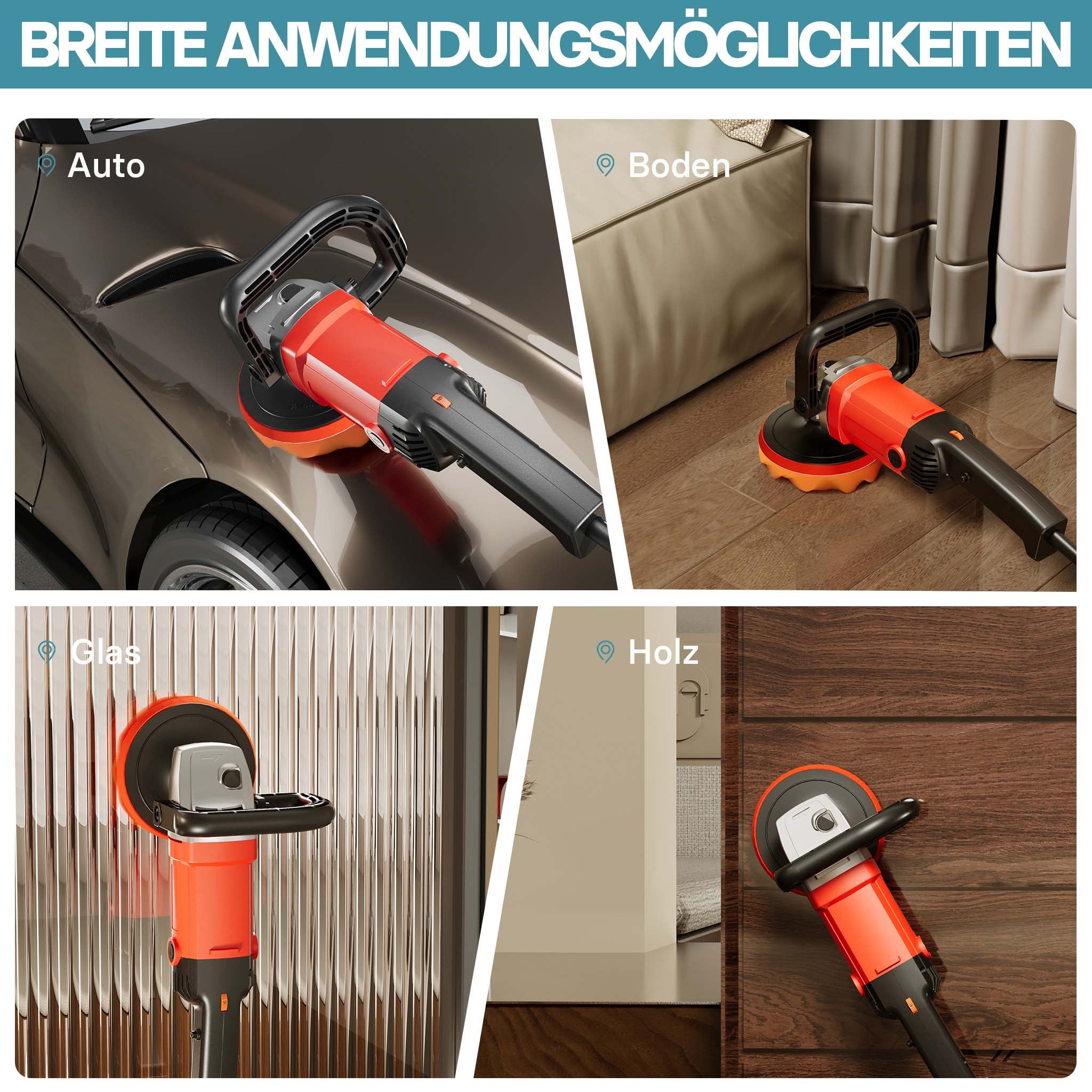 Machine Polir Meuleuse 1200W 3000 tr./min Polisseuse 6 Niveaux Ponceuse rotative XPOtool - 3