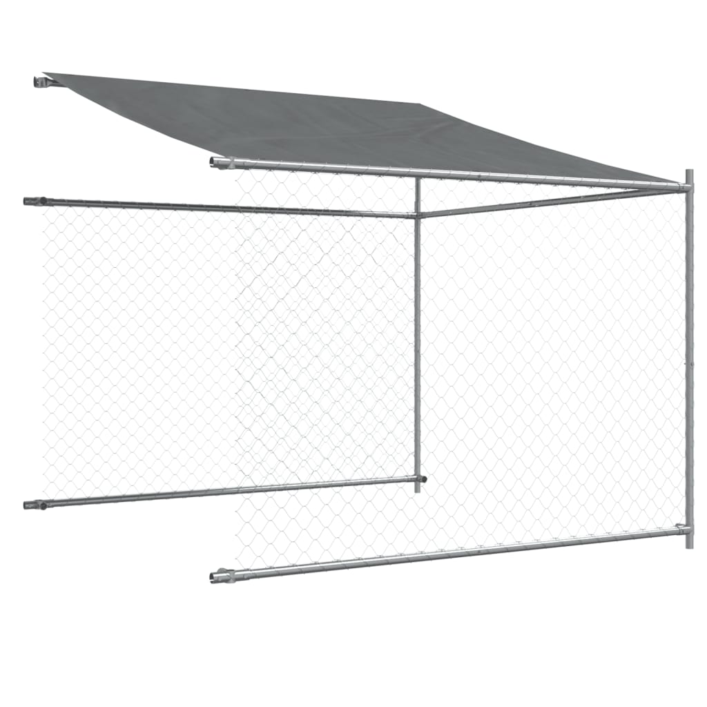 Telhado e porta da gaiola para cães em aço galvanizado cinza 4x2x2 m - COMFORTXL - 8