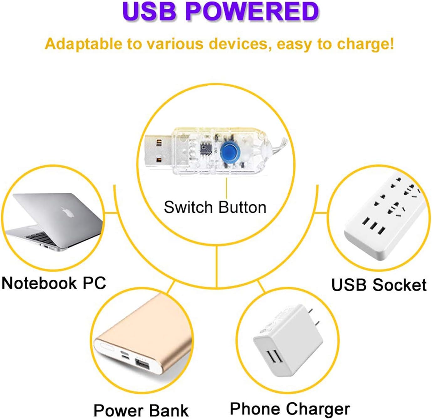 Lot de 2 guirlandes lumineuses 120 LED, 12,2 m, 8 modes, USB, étanches, en cuivre, avec télécommande et minuterie (blanc chaud) - 6