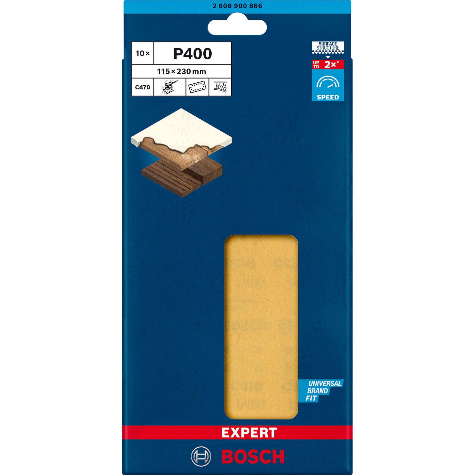 Papel de lija EXPERT C470 con 14 orificios para lijadoras orbitales 115 x 230 mm, G 400 10 unidades - 6