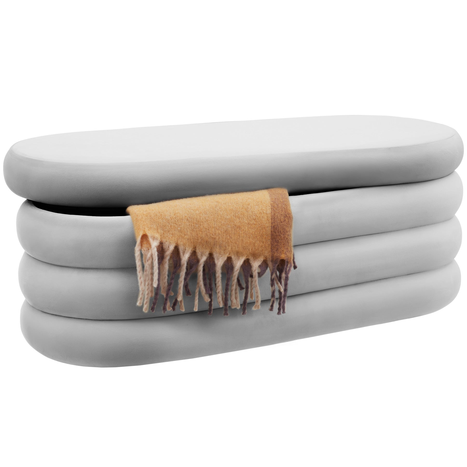 Banc rembourré en bois MDF et aspect tissu bouclé 2 places avec espace de rangement TECTAKE - 4