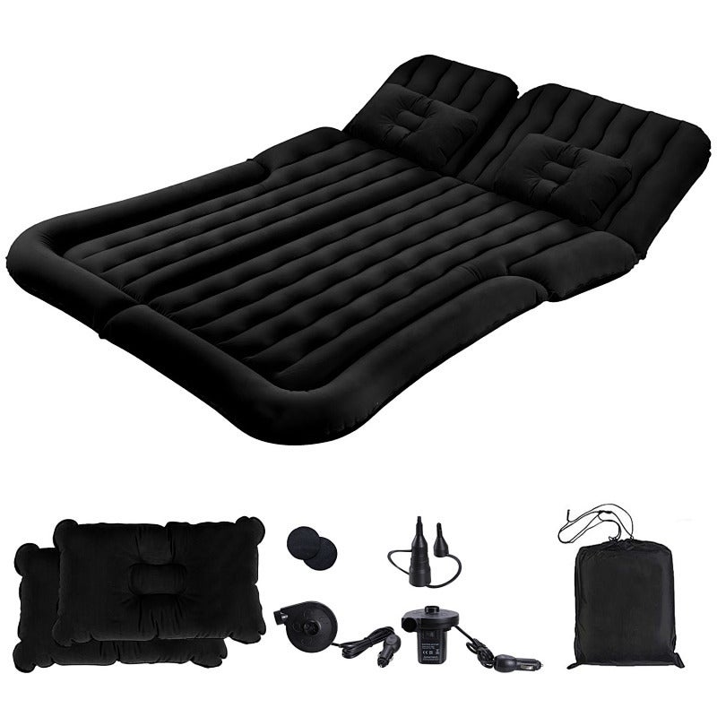 Nadmuchiwany materac samochodowy Nadmuchiwany materac samochodowy z pompą powietrza Flokowanie + PVC 178 x 126 x 13 cm Czarny