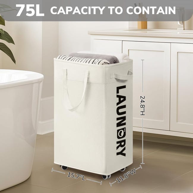 Lifewit Cesto Porta Biancheria Sporca con Coperchio e Ruote, Portabiancheria Pieghevole con Sacco Rimovibile, Laundry Basket per Camera da Letto, Bagno e Lavanderia, 85L, Beige Lifewit Cesto Porta Biancheria Sporca con Coperchio e Ruote, Portabiancheria Pieghevole con Sacco Rimovibile, Laundry Basket per Camera da Letto, Bagno e Lavanderia, 85L, Beige