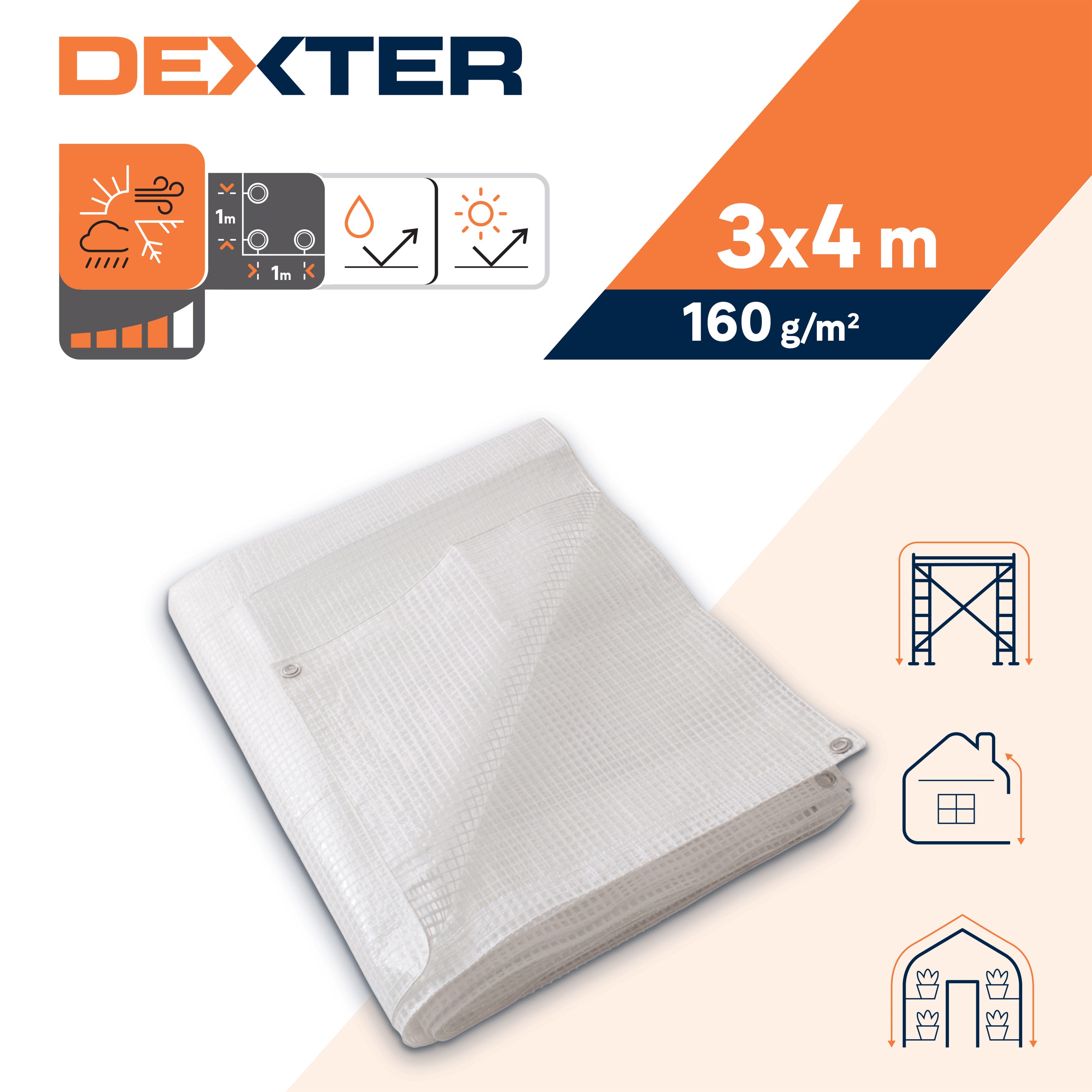 Lona de proteção transparente 3x4 m Gramagem: 160 gr/m² - 2