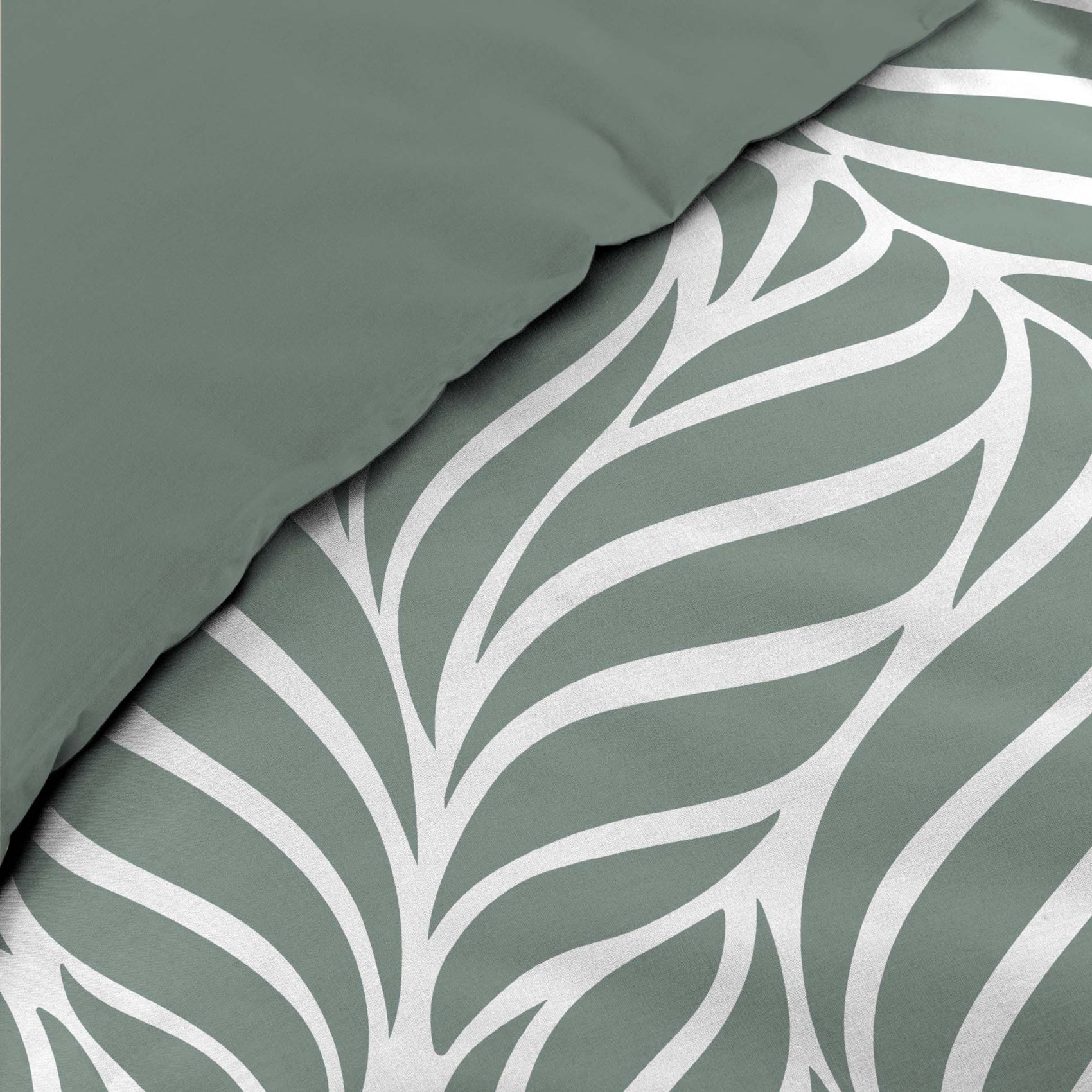 Housse de couette 240 x 220 cm imprimée 57 fils – MORGANE Sauge – 2 taies incluses - 6