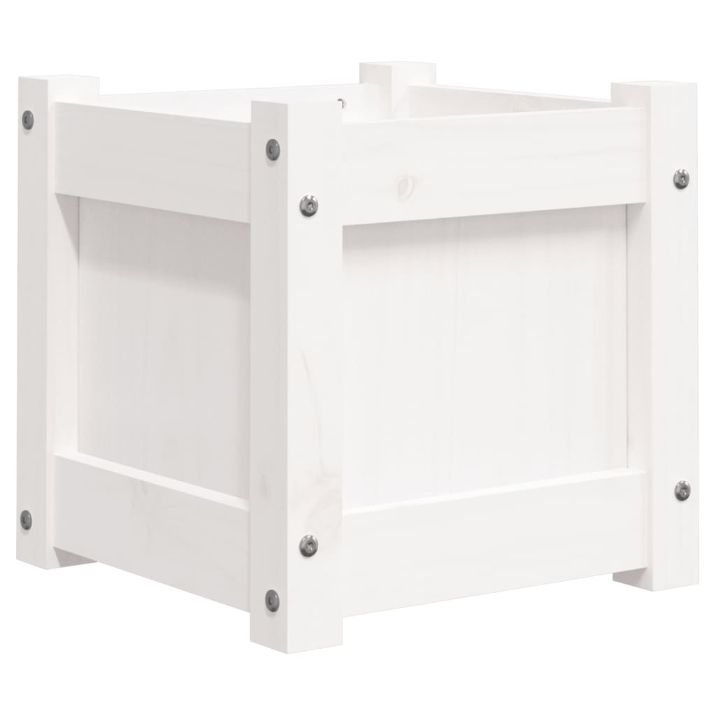 Lot de 2 Jardinières - Bacs à fleurs - Pots de fleurs blanc bois de pin massif n2269l - 5