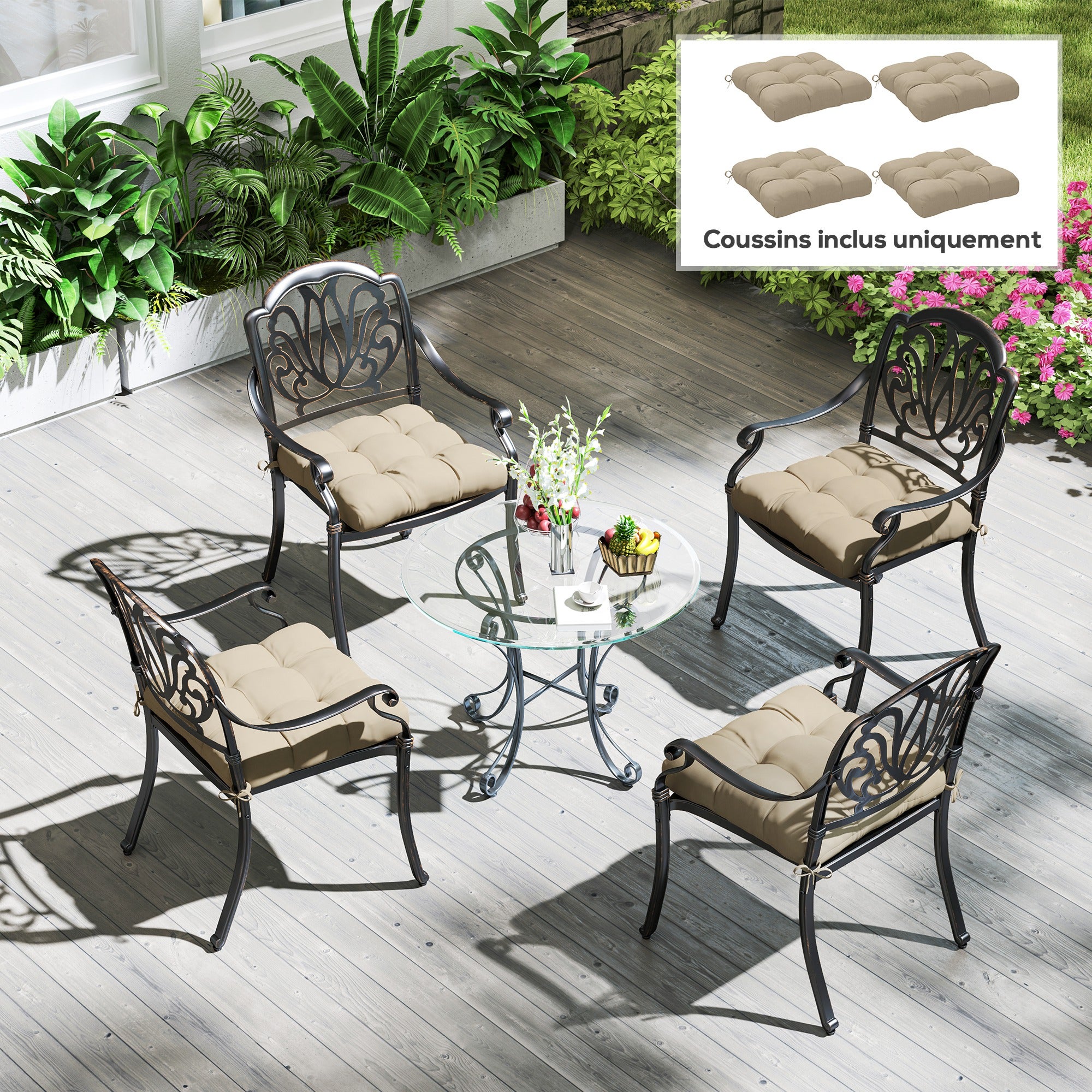 Lot de 4 coussins de chaise de jardin Tissu Outsunny - 2