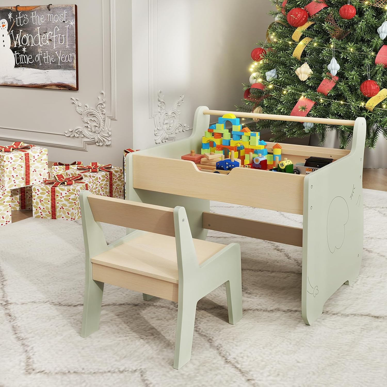 Table Et Chaise Montessori Enfant En Bois - Rangement Intégré, Bords Arrondis, Pour 2-8 Ans (40x38 Cm) - 8