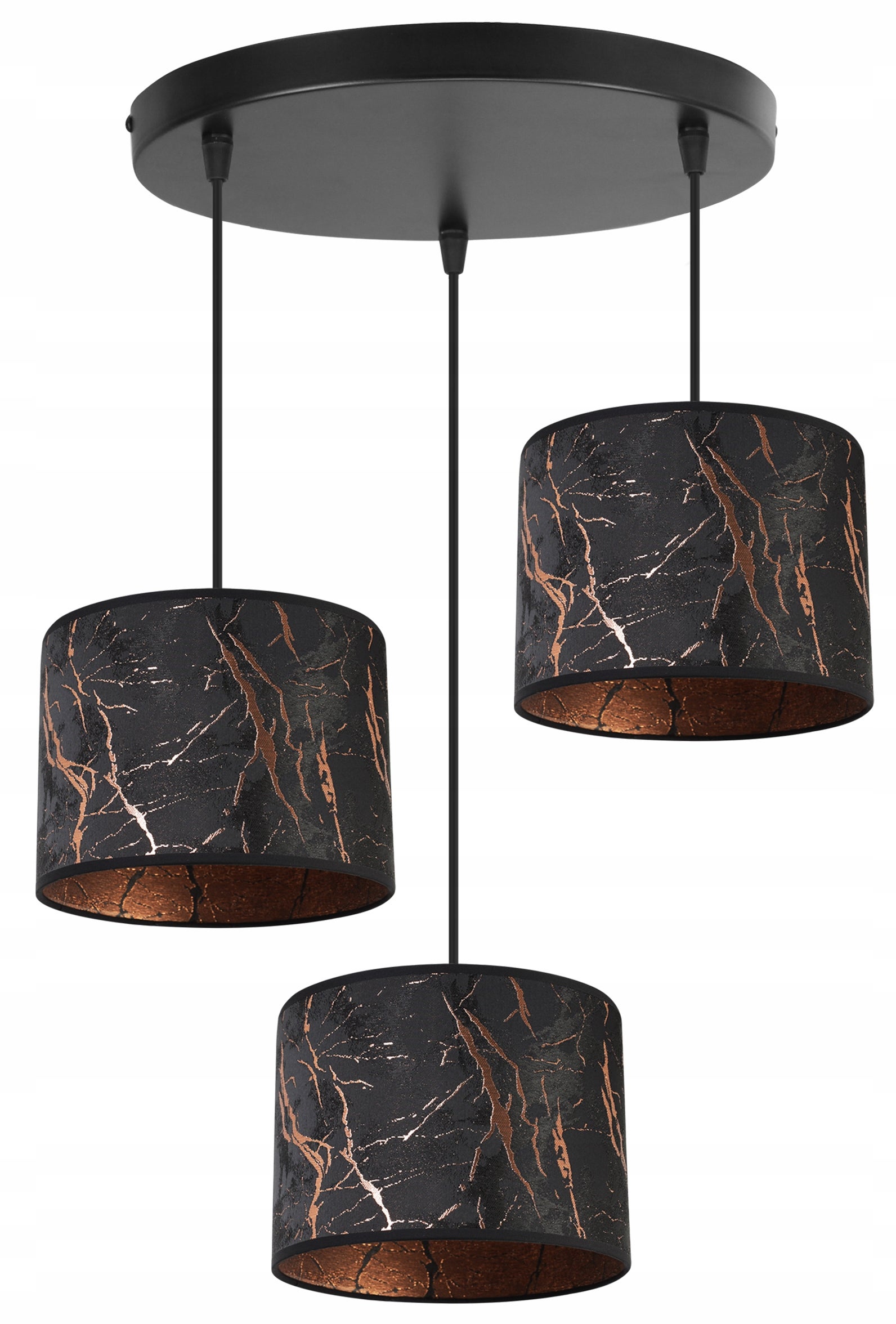 Lampa sufitowa wisząca classy Werona 3xE27 klosz owalny wzorzysty czarny/miedziany Light Home LH