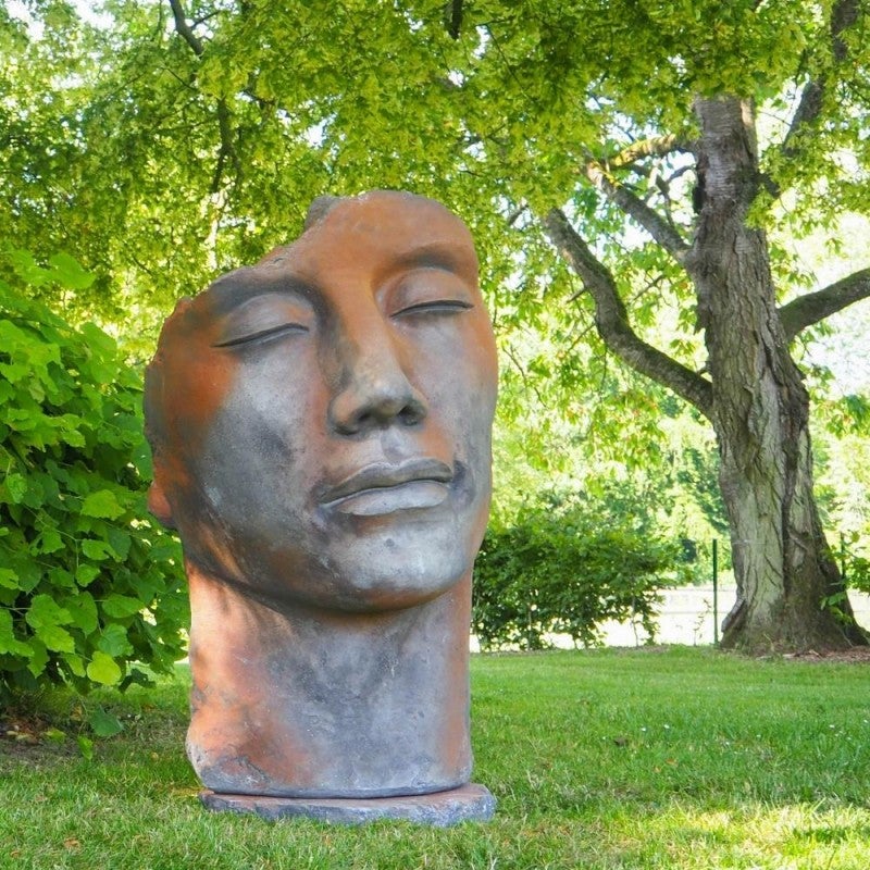 Statue visage homme extérieur grand format - Rouille 115 cm - 4