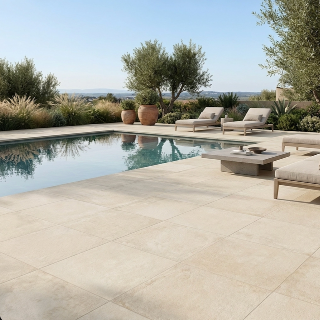 Carrelage sol effet béton Boston crema 100x100 cm intérieur/extérieur - Réflex Boutique