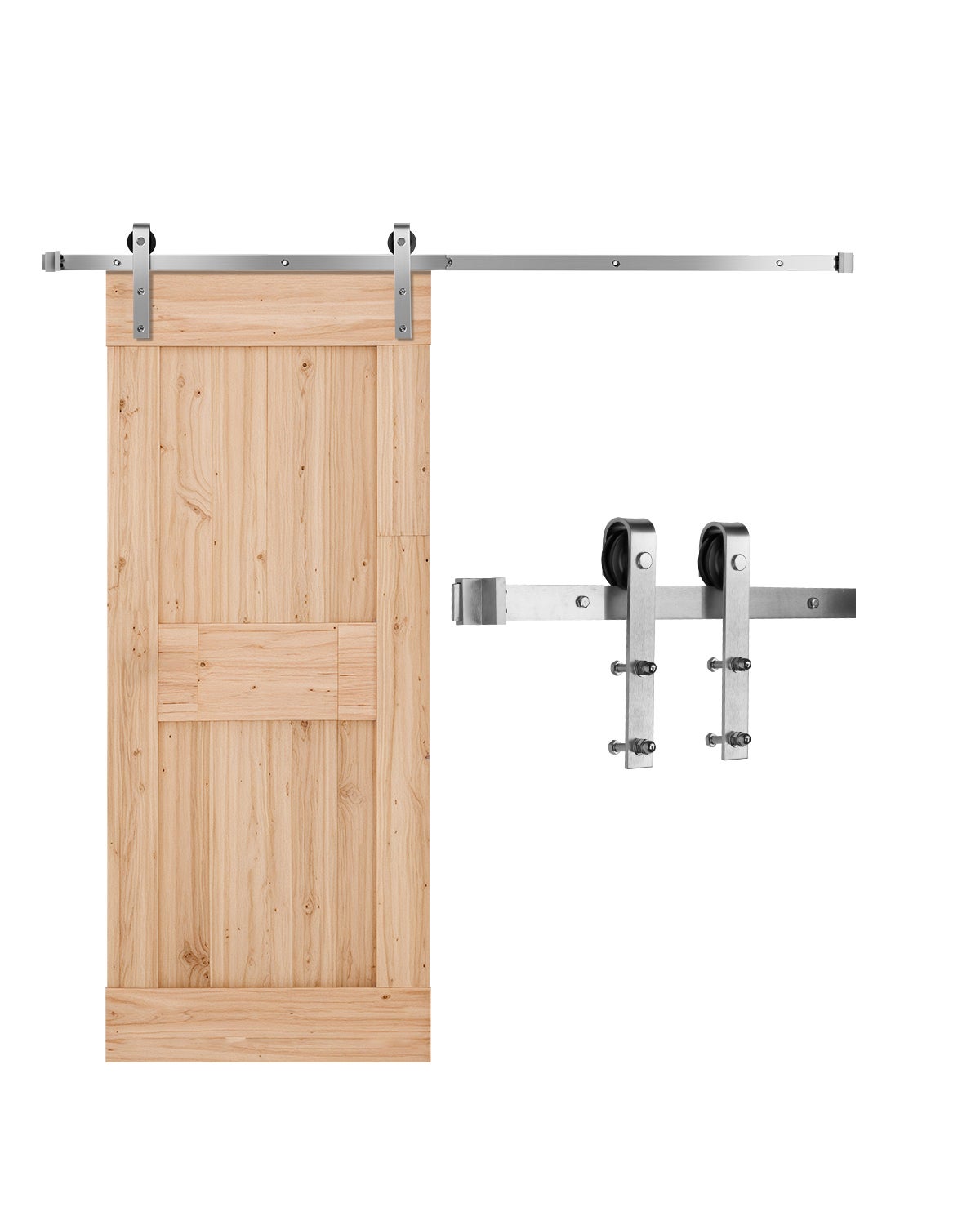 VEVOR Kit Quincaillerie De Porte Coulissante De Grange 244 Cm Rail Porte Coulissante Convient Double Porte Largeur 1,12-1,32 M Épaisseur 32-45 Mm Charge 150 Kg Poulie Silencieuse Forme I Pour Maison