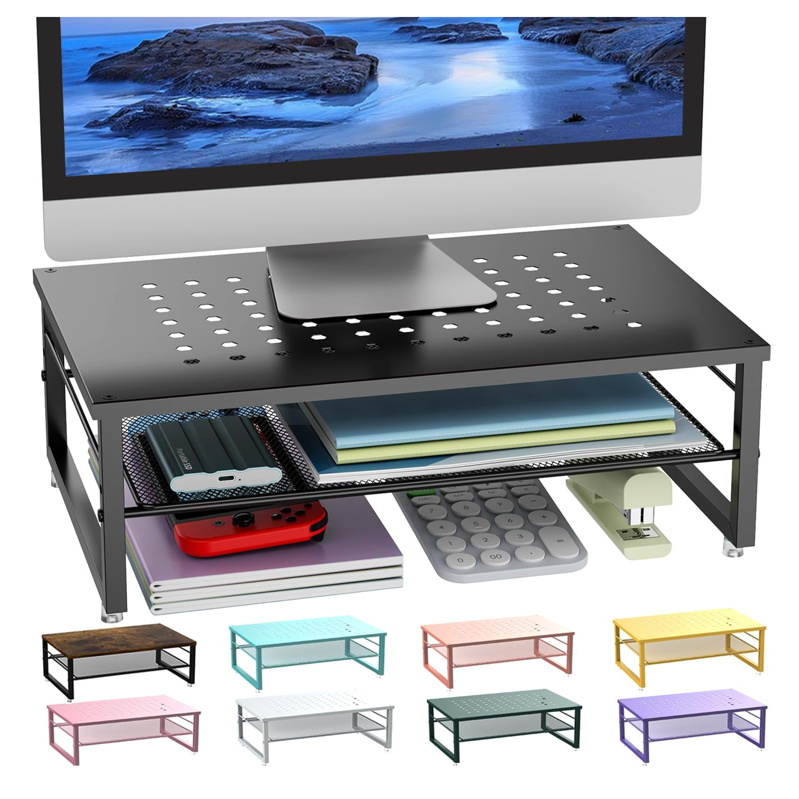 Mount-It! Supporto da scrivania a 3 schermi con Supporto per Monitor Triplo per Monitor LCD per Computer 19 20 22 23 24 27 Pollici Monitor VESA 75, capacità 54 libbre (MI-1753), Nero