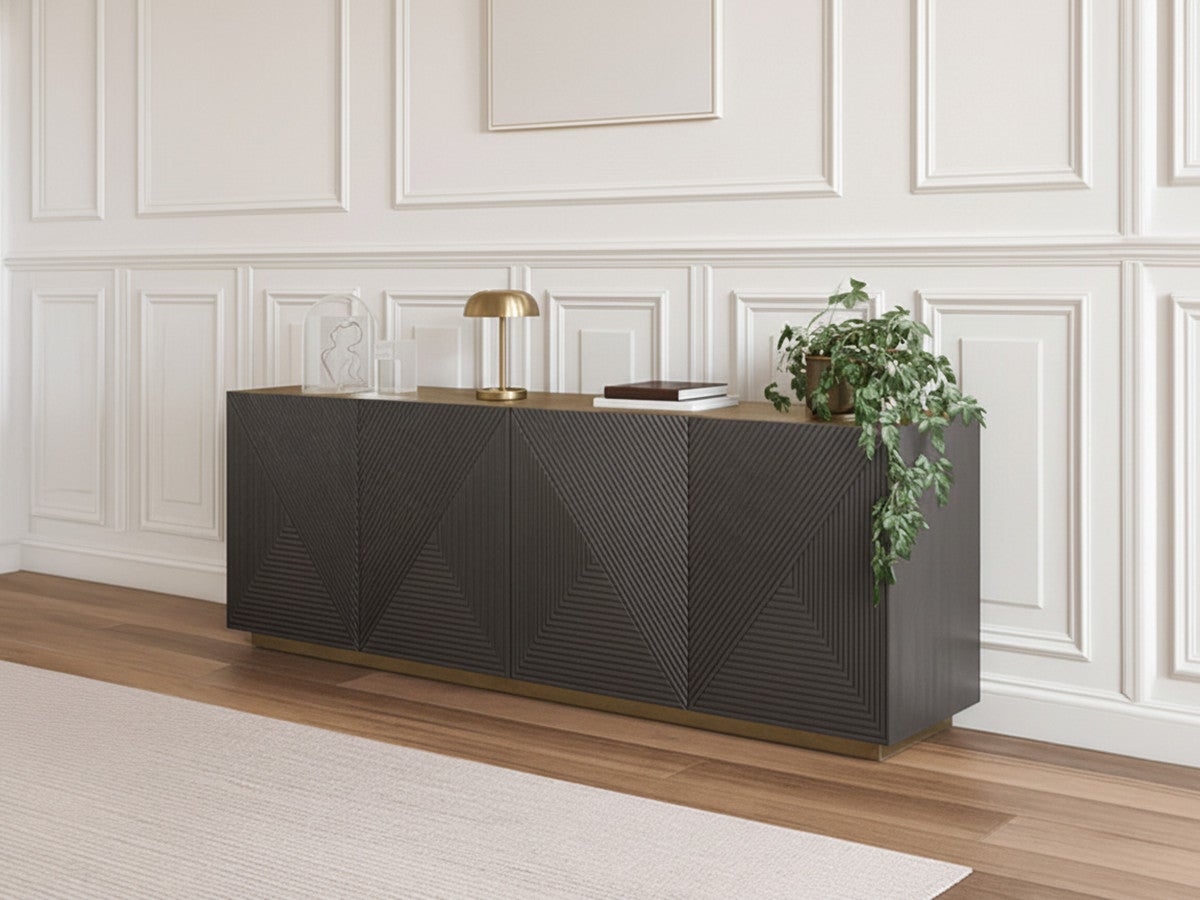 Buffet 4 portes 200 cm ALICE BOBOCHIC Gris foncé | Leroy Merlin