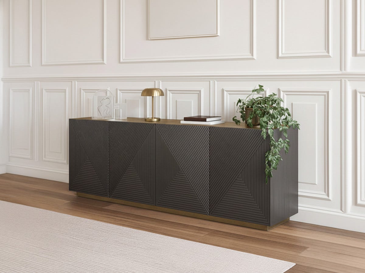 Merlin Alice Buffet 4 portes 200 cm ALICE BOBOCHIC Gris foncé | Leroy Merlin