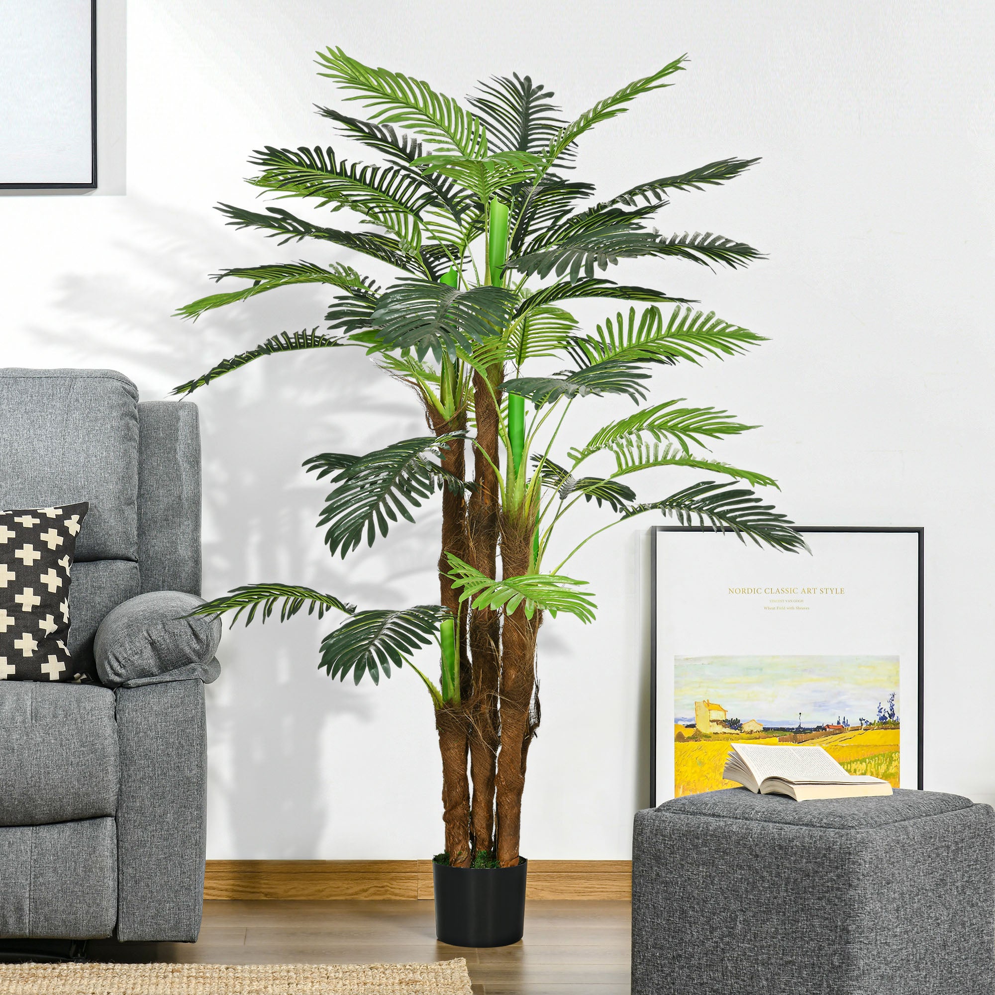 Palmizio Palma Pianta Albero Artificiale Plastica con Vaso 165cm Decovego