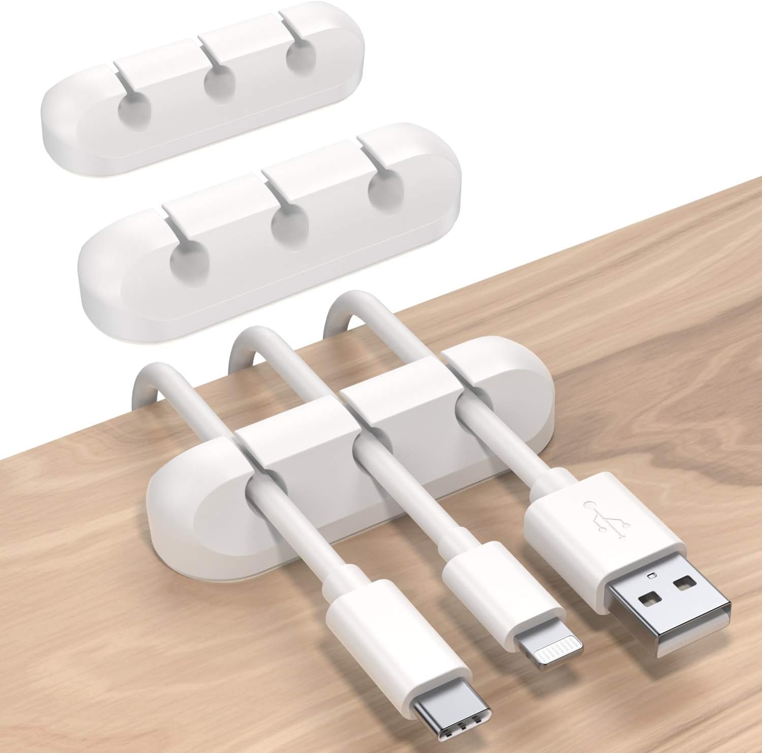 Fermacavi, organizer per cavi, autoadesivi, per cavi di ricarica USB, cavi di alimentazione e cavi del mouse, confezione da 3, bianco | Leroy Merlin