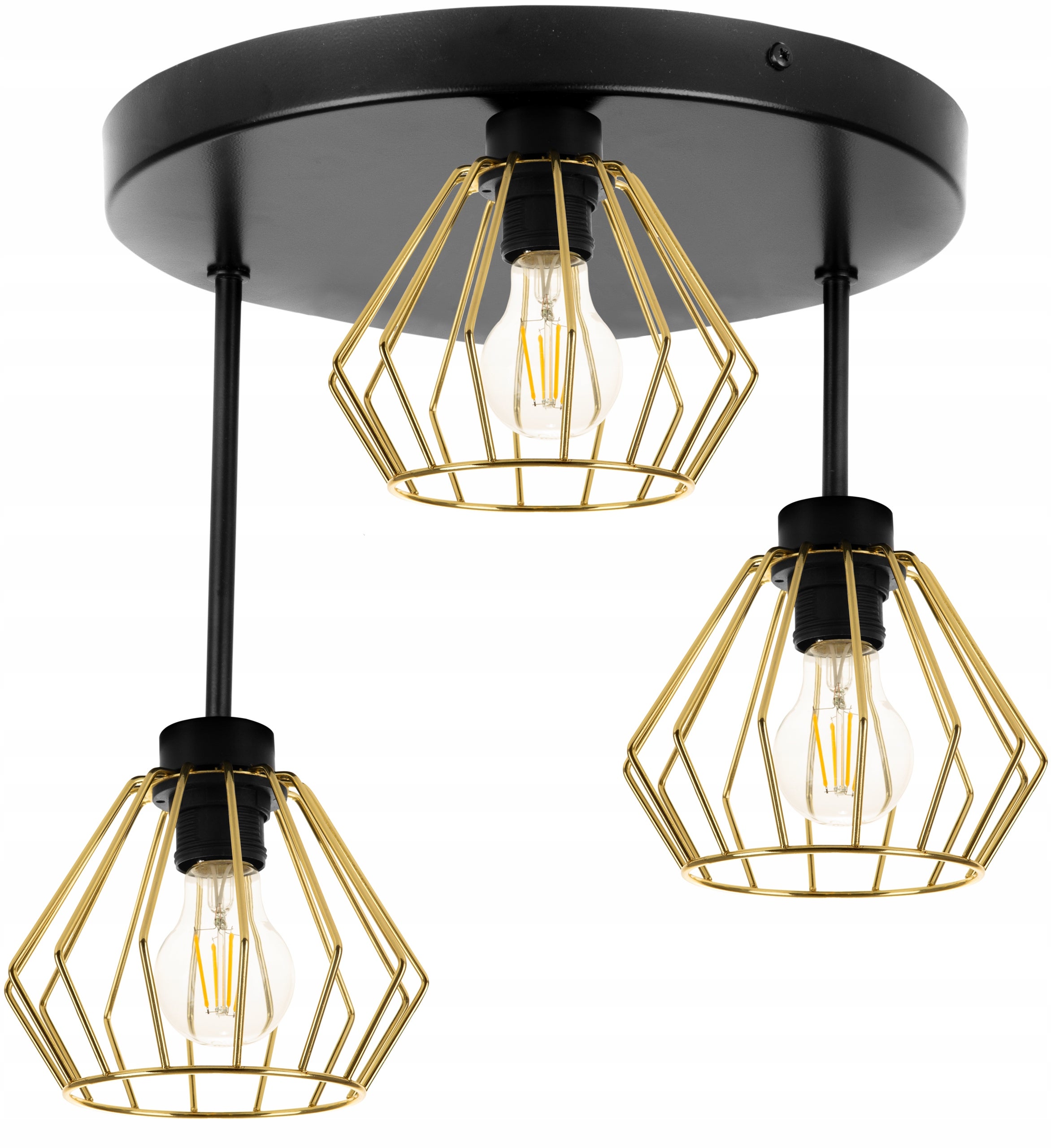 Lampa sufitowa wisząca Santos classy 3xE27 abażur druciak diament złoty Light Home LH