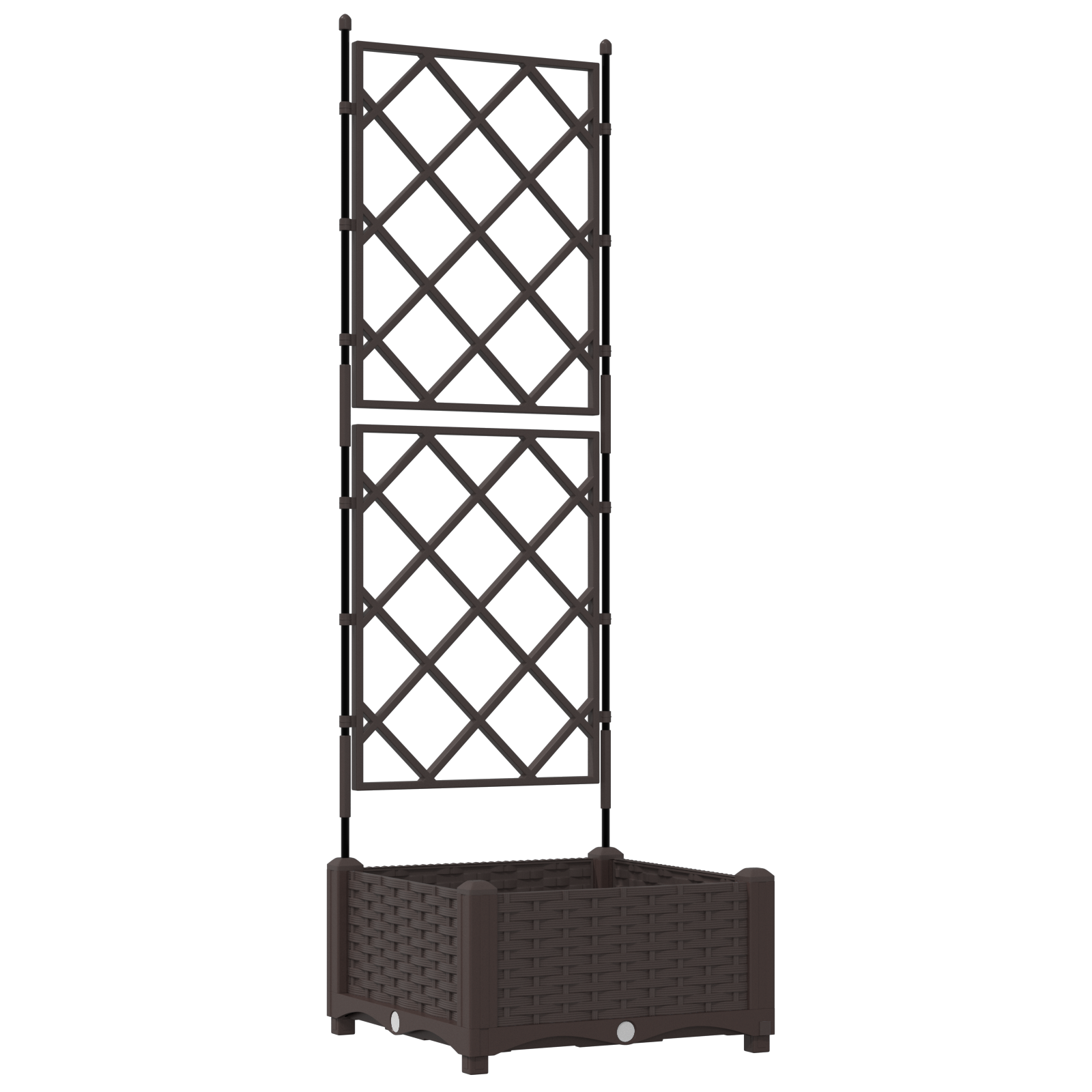 Jardinera Con Enrejado Exterior De Ratán Sintético Negro – 2 Macetas Extraíbles, 58x30x107 Cm, Para Balcones Y Patios