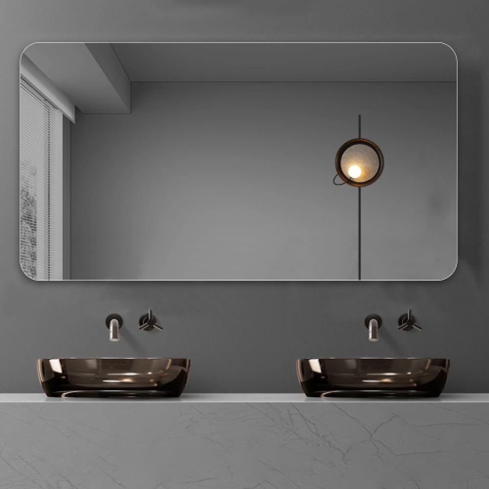 Miroir de salle de bain sans cadre, étanche et anti-buée, R50, 70×90 cm, miroir argent HD 5 mm, sûr et élégant, installation verticale ou horizontale