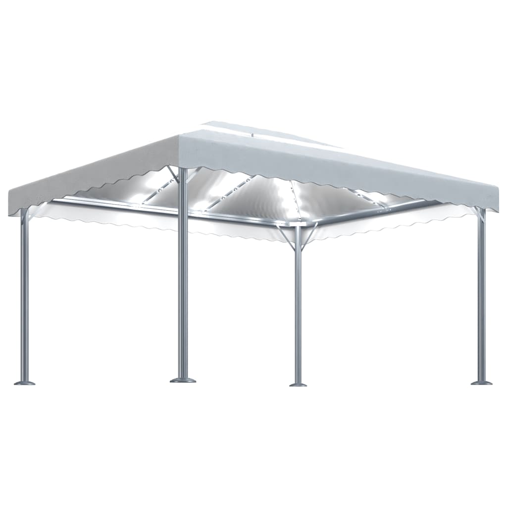 Tonnelle avec guirlande lumineuse à LED 4x3 m Crème Aluminium vidaXL - 2