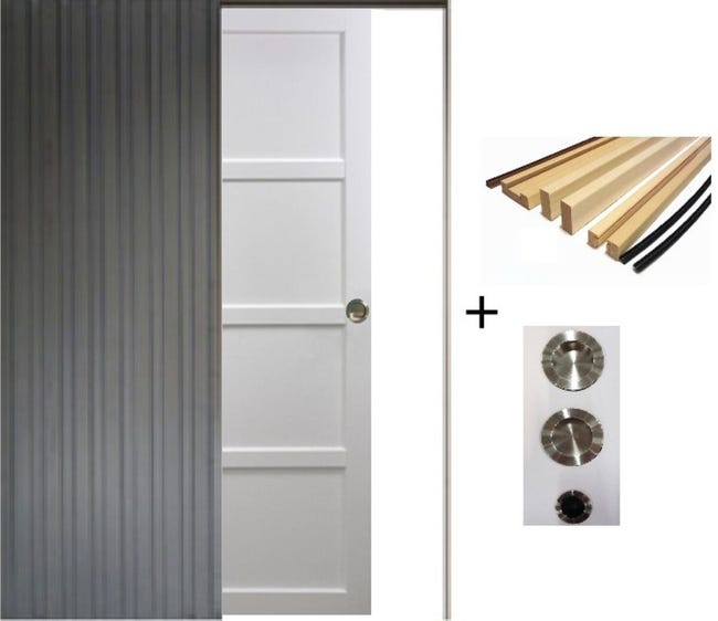 Porte Coulissante Tamera Blanc H204 X L83, Galandage Et Kit Finition Gd ...