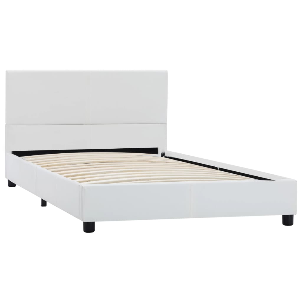 Maison Exclusive - Estrutura de cama 100x200 cm couro artificial branco - 2