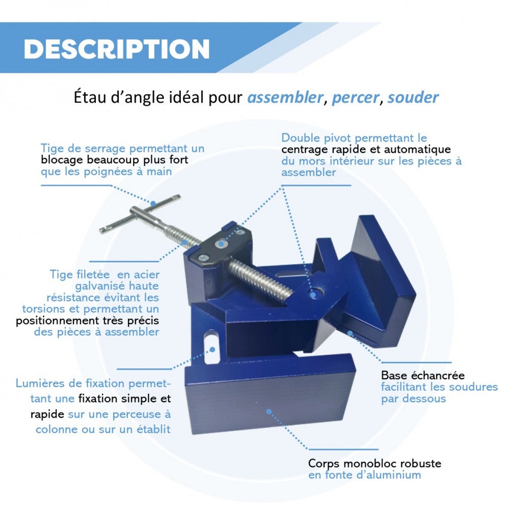 Serre-Joint Angulaire 90° - 2 Pièces - Alliage Aluminium - Pour Menuiserie Et Soudure